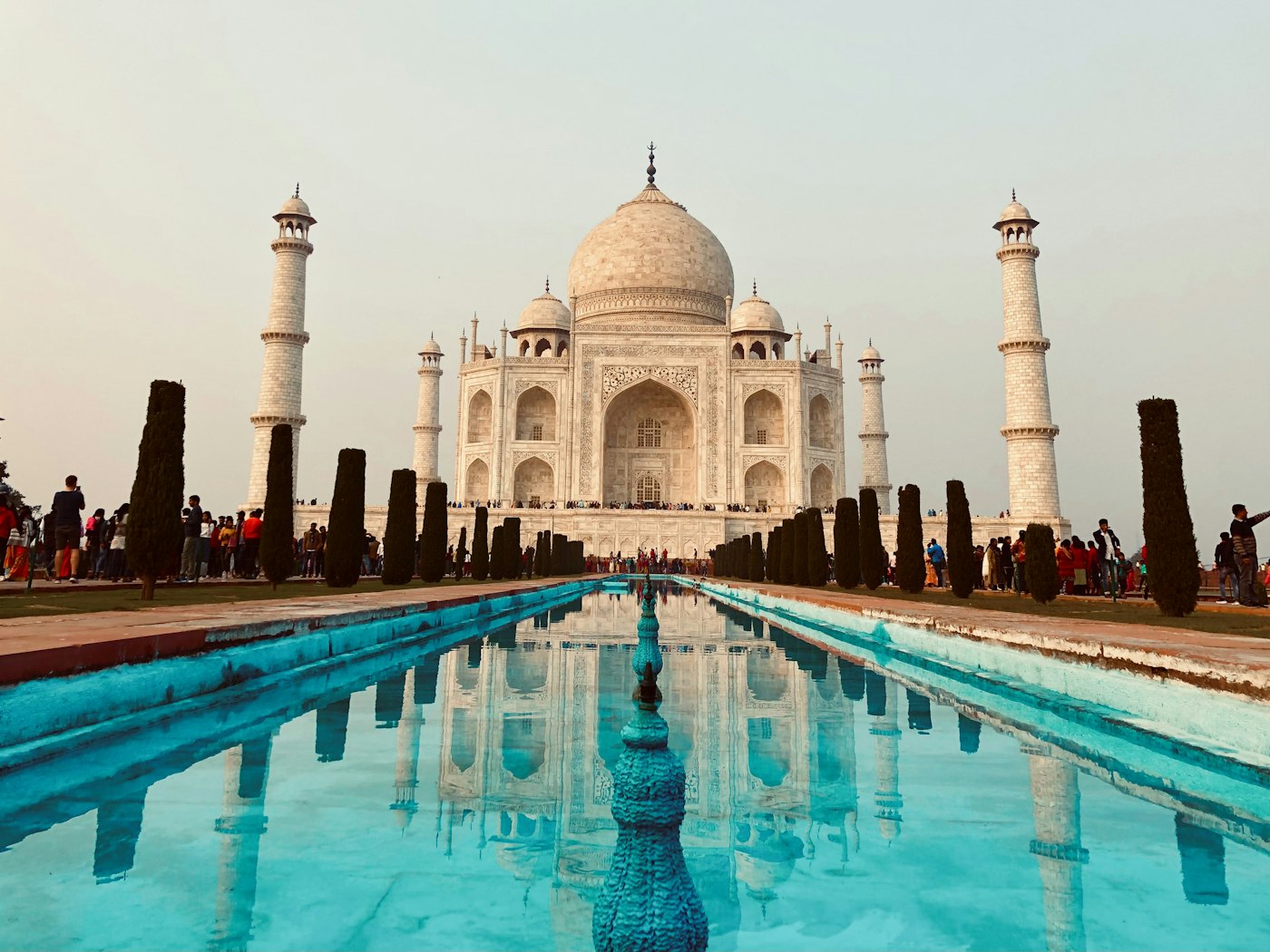 Taj Mahal reflected in the garden pool