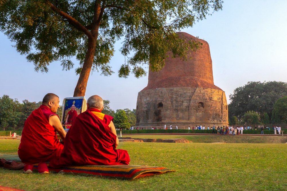Monks at a stupa