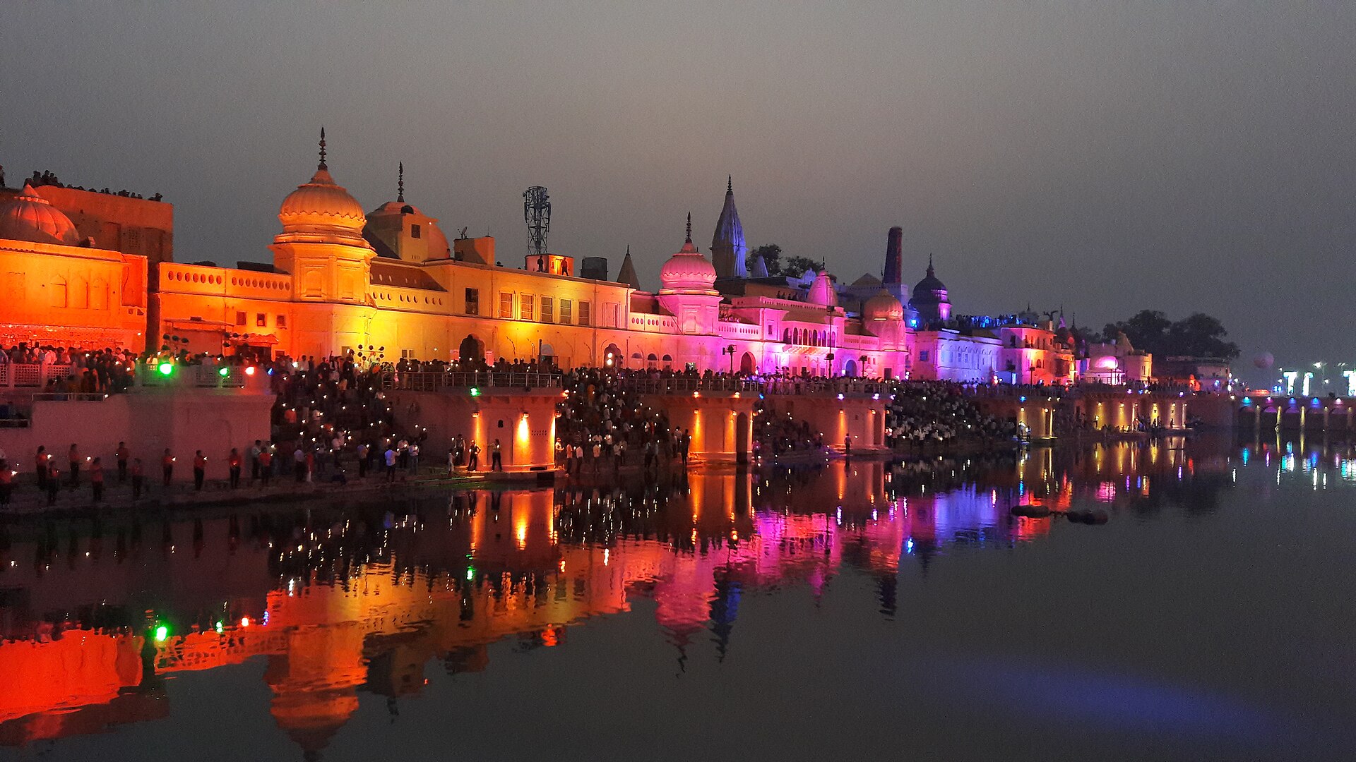 The Saryu river at night, Ayodhya